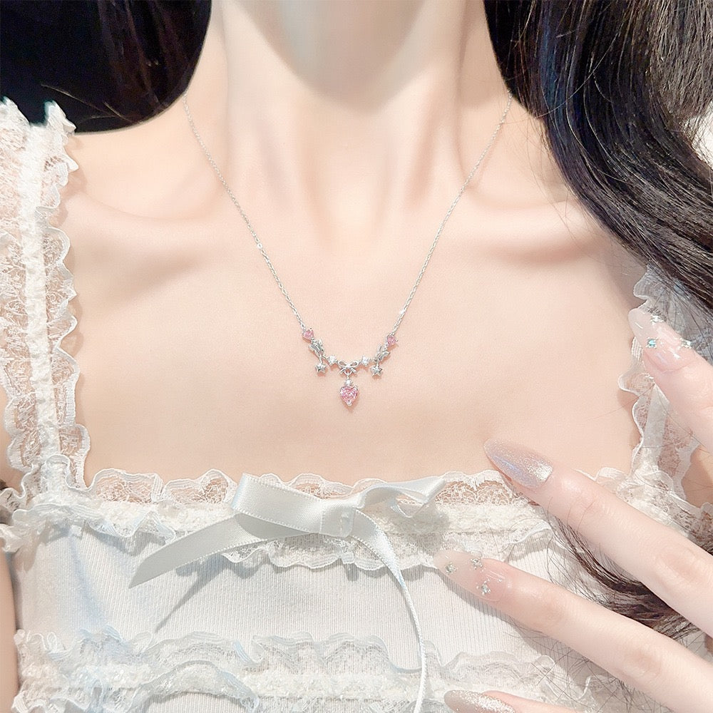 S925 Sterling Silver Bow Necklace Adjustable Chain