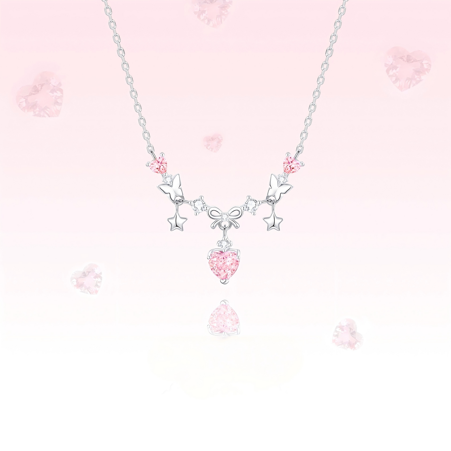 S925 Sterling Silver Bow Necklace Adjustable Chain