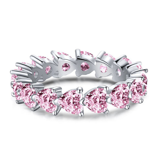 925 Sterling Silver Pink Heart Eternity Ring – Sweetheart Eternity