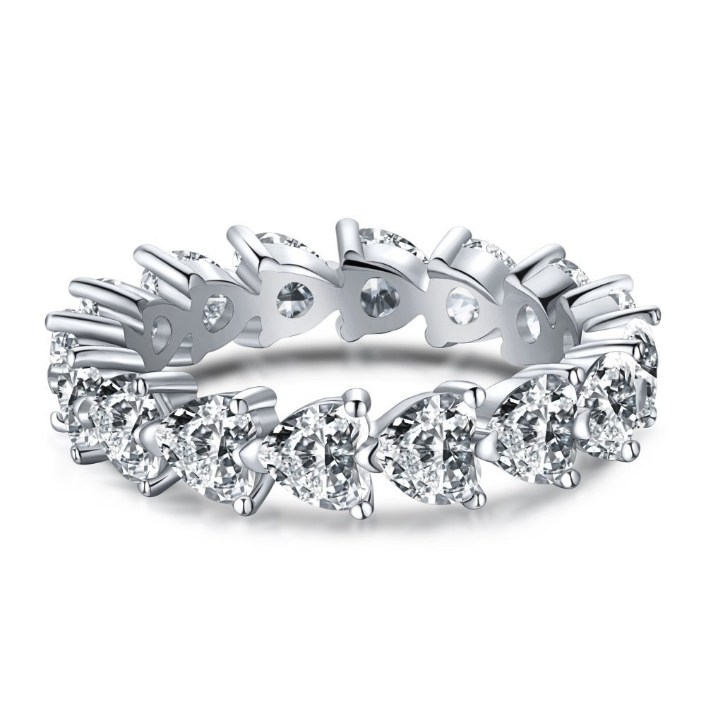 925 Sterling Silver Pink Heart Eternity Ring – Sweetheart Eternity