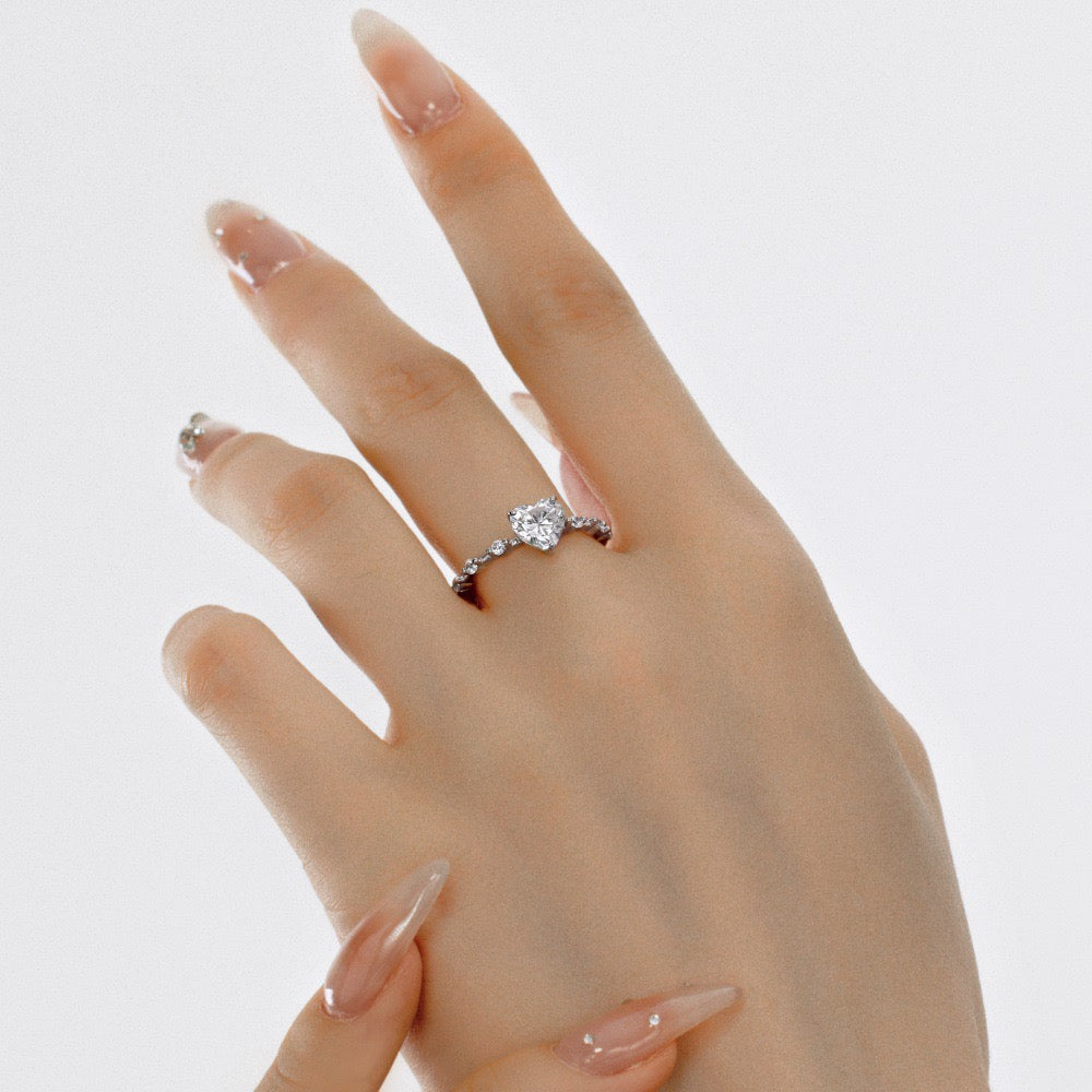 925 Sterling Silver Pink Heart Solitaire Ring – Sweet Aurora