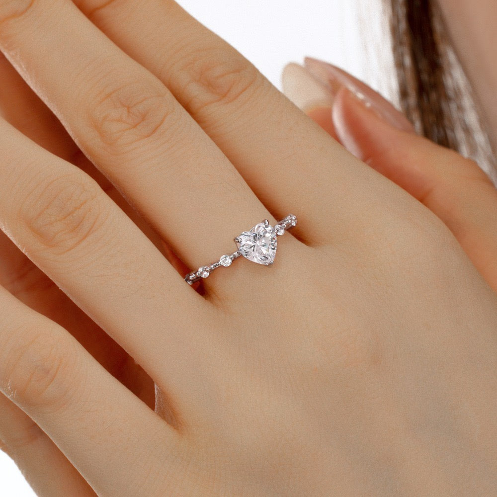 925 Sterling Silver Pink Heart Solitaire Ring – Sweet Aurora