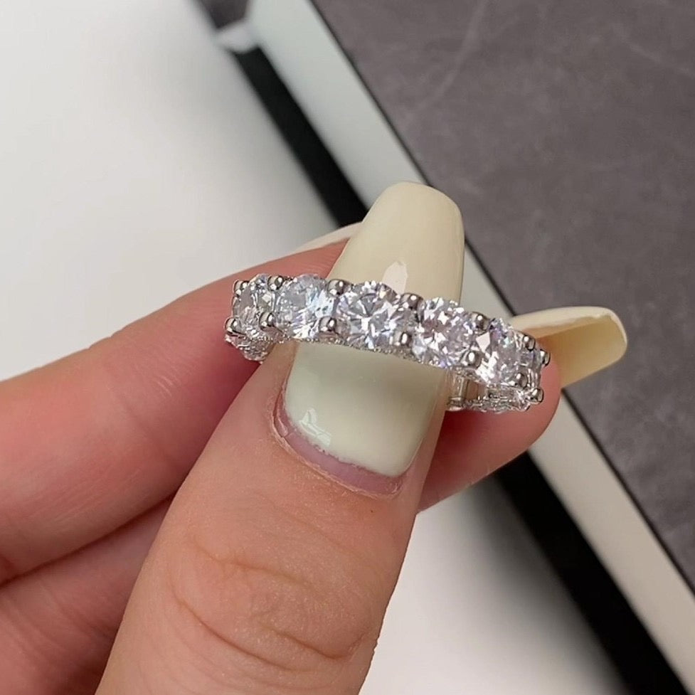 925 Sterling Silver Full Eternity Pavé Band Ring – Eternal Radiance