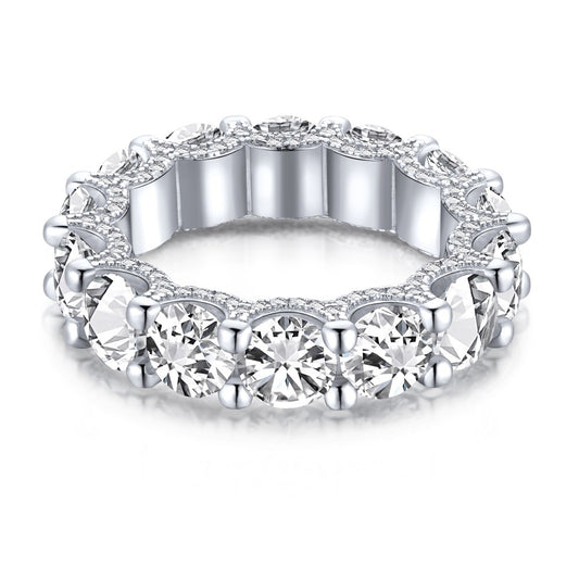 925 Sterling Silver Full Eternity Pavé Band Ring – Eternal Radiance