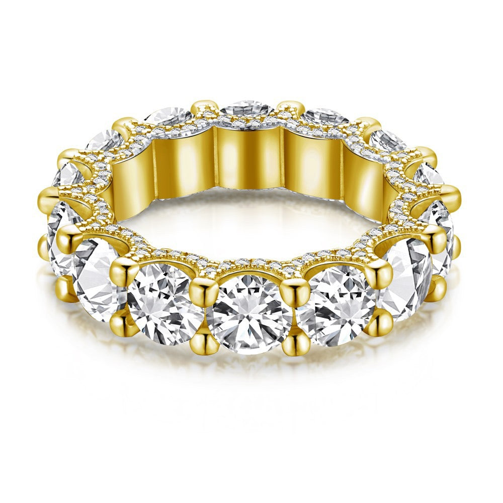 925 Sterling Silver Full Eternity Pavé Band Ring – Eternal Radiance