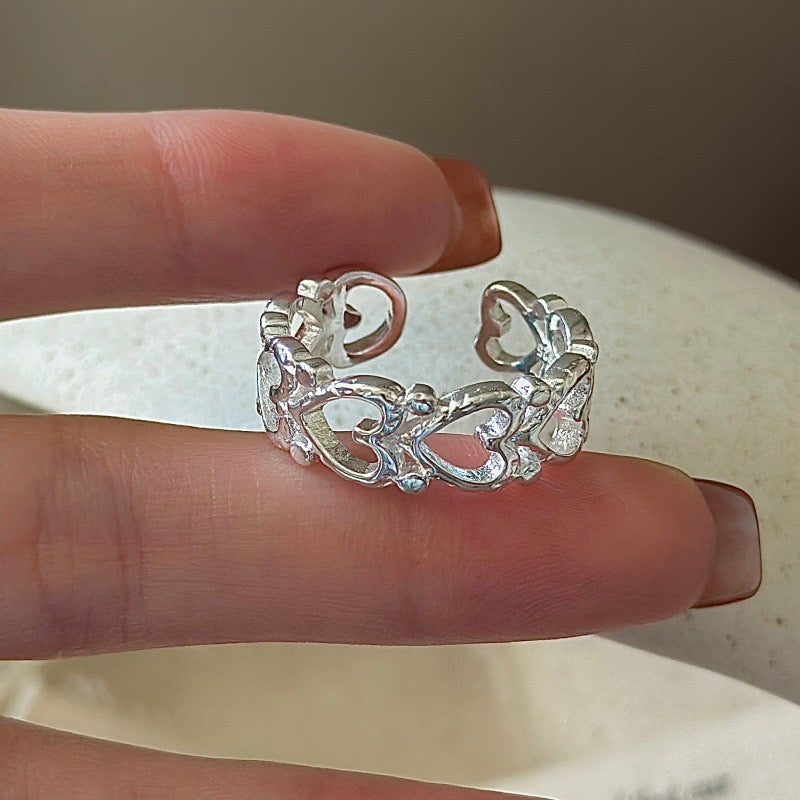 925 Sterling Silver Vintage Open Heart Ring – Heart Reverie