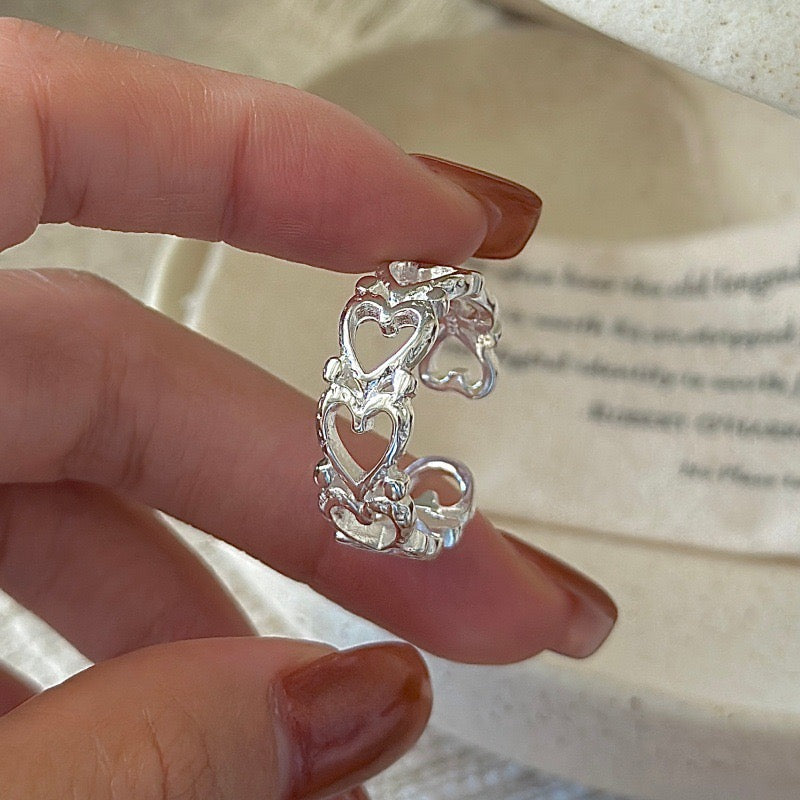 925 Sterling Silver Vintage Open Heart Ring – Heart Reverie