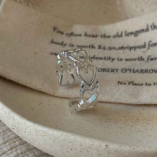 925 Sterling Silver Vintage Open Heart Ring – Heart Reverie