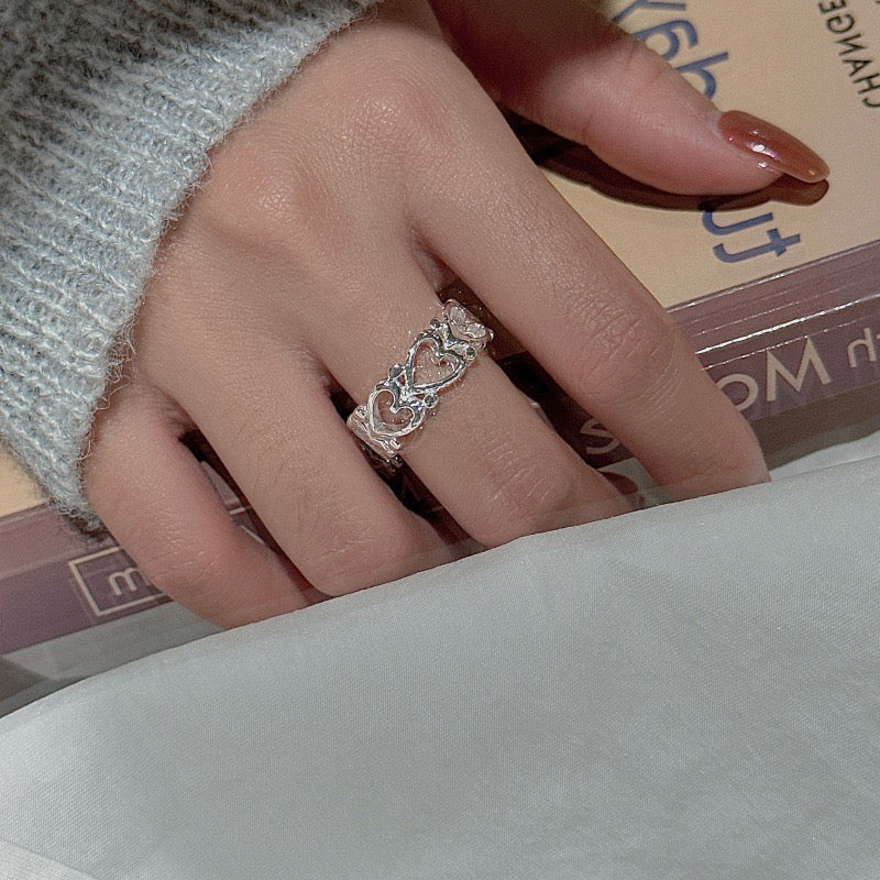 925 Sterling Silver Vintage Open Heart Ring – Heart Reverie
