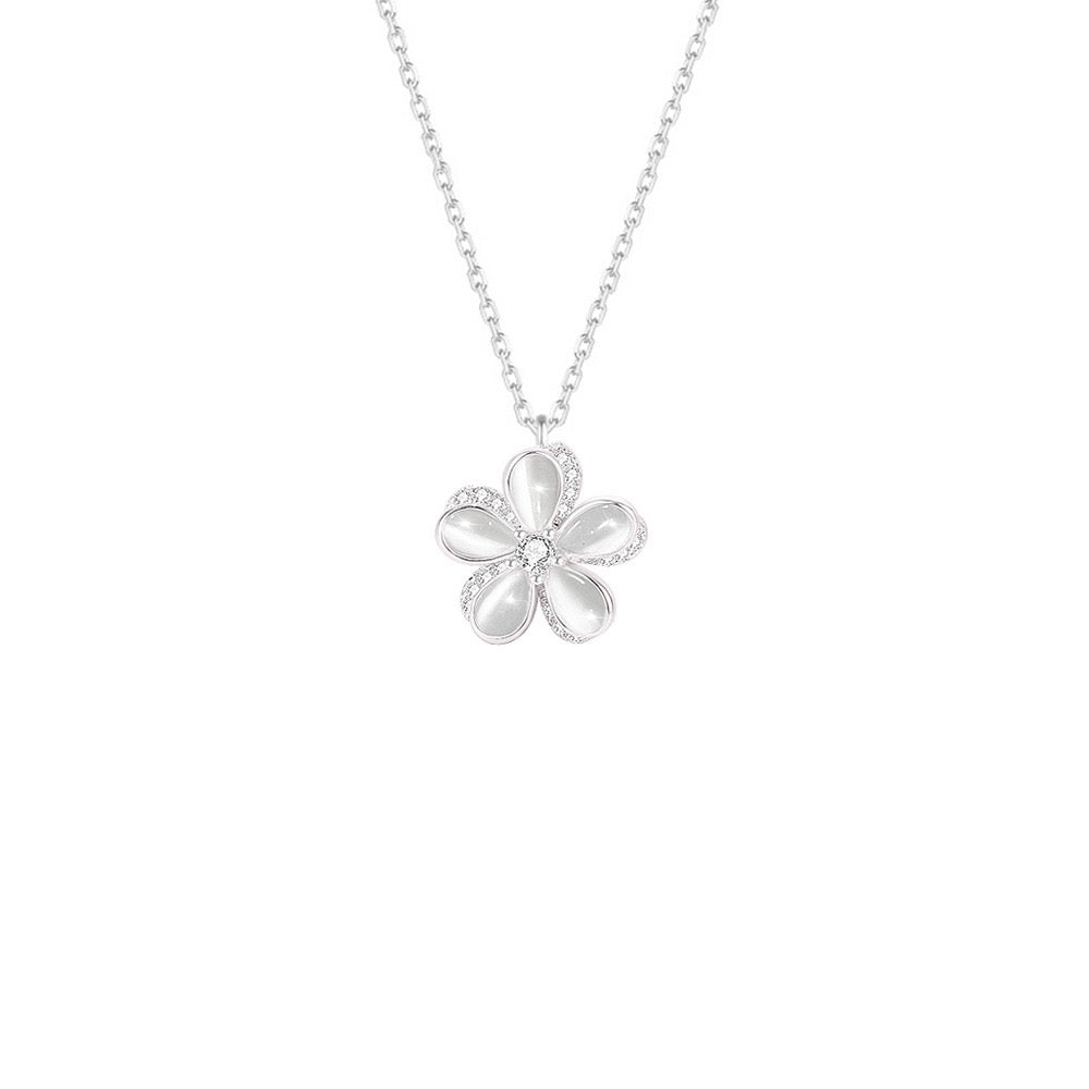 925 Sterling Silver Rotating Flower Necklace – Luna Bloom Spin