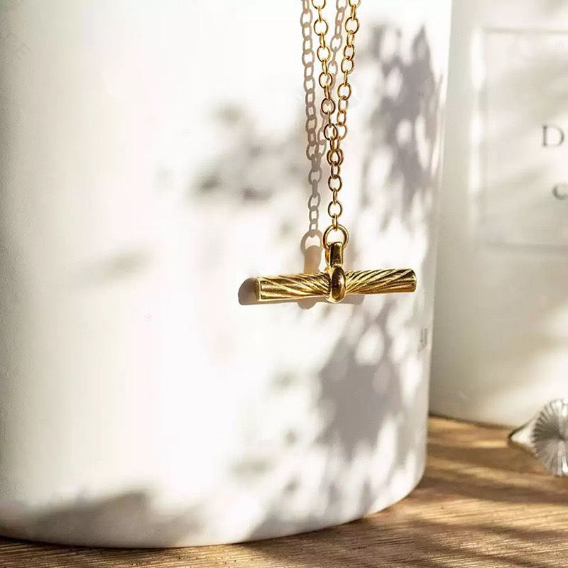 Minimal Cylinder Pendant Necklace 925 Sterling Silver Engraved Bar Jewelry