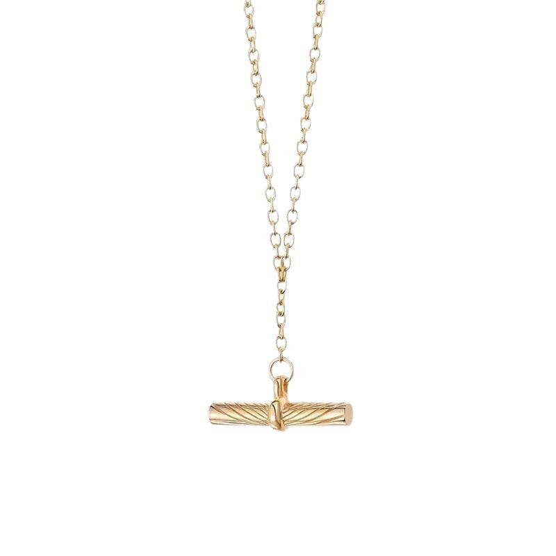 Minimal Cylinder Pendant Necklace 925 Sterling Silver Engraved Bar Jewelry