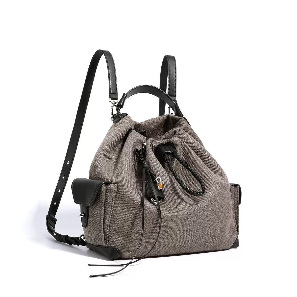 Women's Genuine Leather Denim Patchwork Travel Backpack
