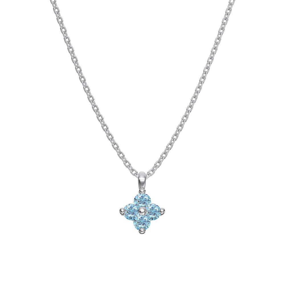 925 Sterling Silver Birthstone Clover Four Leaf Pendant Necklace Platinum Vermeil 12 Colors