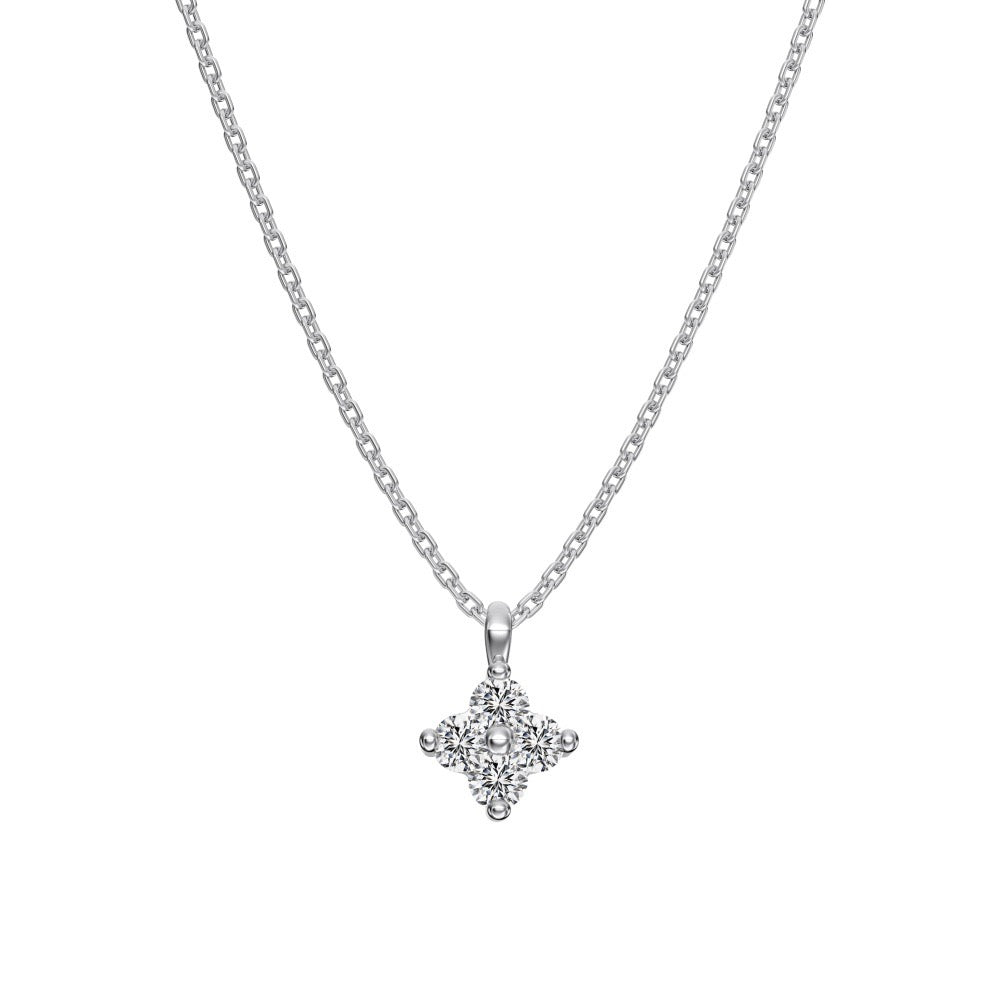 925 Sterling Silver Birthstone Clover Four Leaf Pendant Necklace Platinum Vermeil 12 Colors