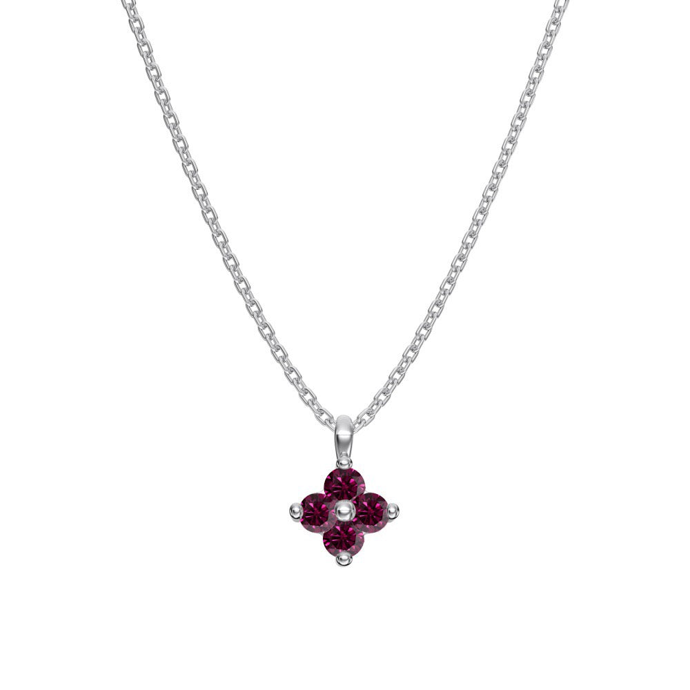 925 Sterling Silver Birthstone Clover Four Leaf Pendant Necklace Platinum Vermeil 12 Colors