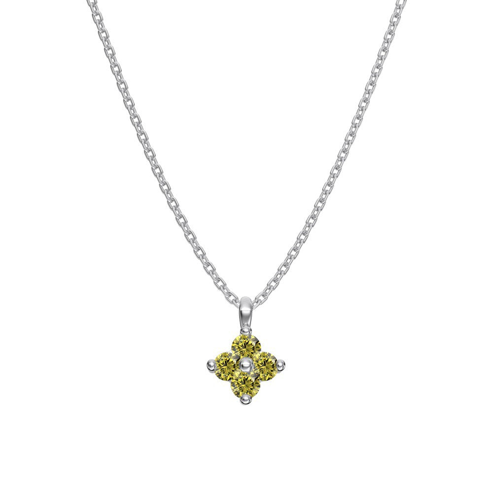 925 Sterling Silver Birthstone Clover Four Leaf Pendant Necklace Platinum Vermeil 12 Colors
