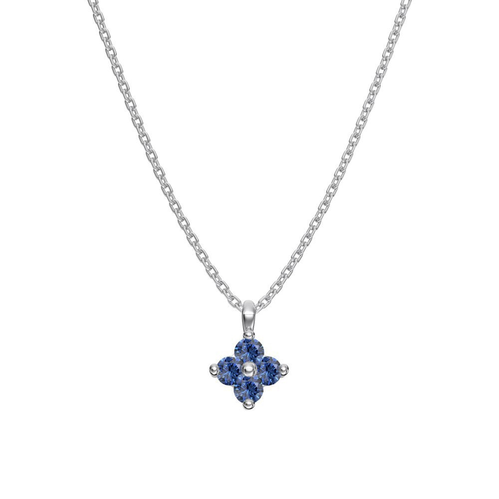 925 Sterling Silver Birthstone Clover Four Leaf Pendant Necklace Platinum Vermeil 12 Colors