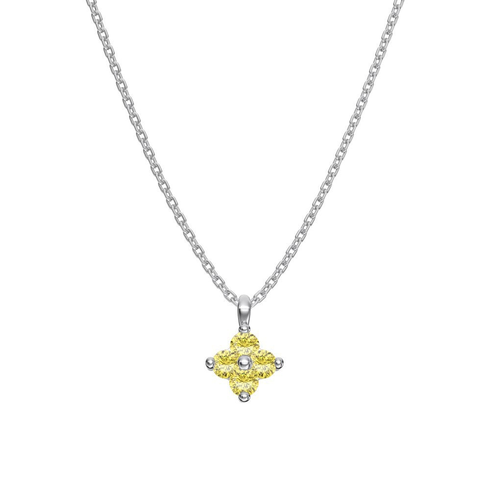 925 Sterling Silver Birthstone Clover Four Leaf Pendant Necklace Platinum Vermeil 12 Colors