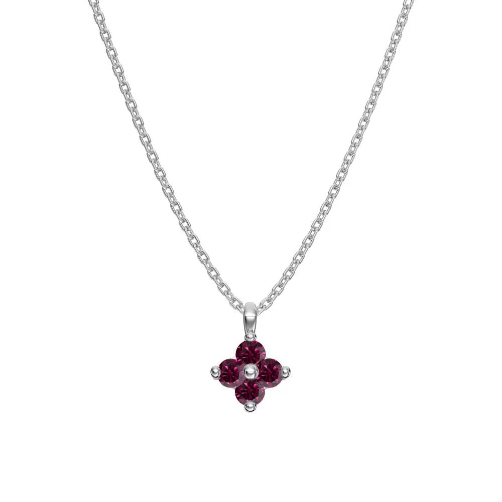 925 Sterling Silver Birthstone Clover Four Leaf Pendant Necklace Platinum Vermeil 12 Colors