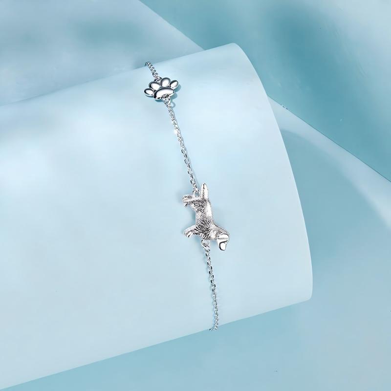 S925 Sterling Silver Golden Retriever Love Bracelet Paw Charm Adjustable Dog Lover Jewelry