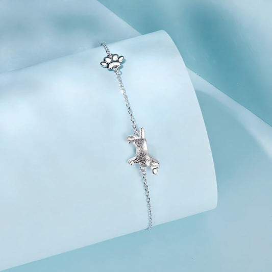 S925 Sterling Silver Golden Retriever Love Bracelet Paw Charm Adjustable Dog Lover Jewelry