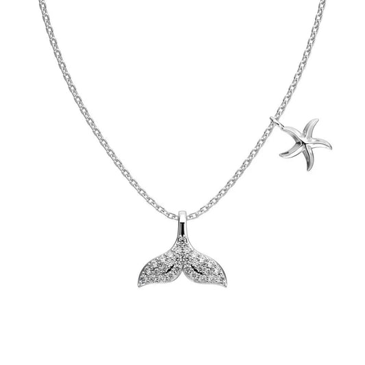 S925 Sterling Silver Starfish CZ Necklace Ocean Inspired Adjustable