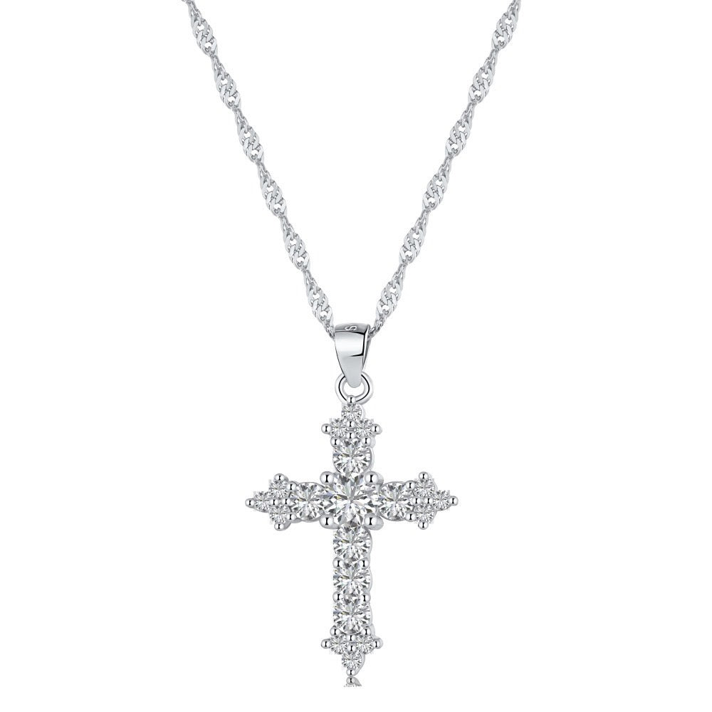 S925 Sterling Silver Heart Cross Geometric Pendant Necklace Collection