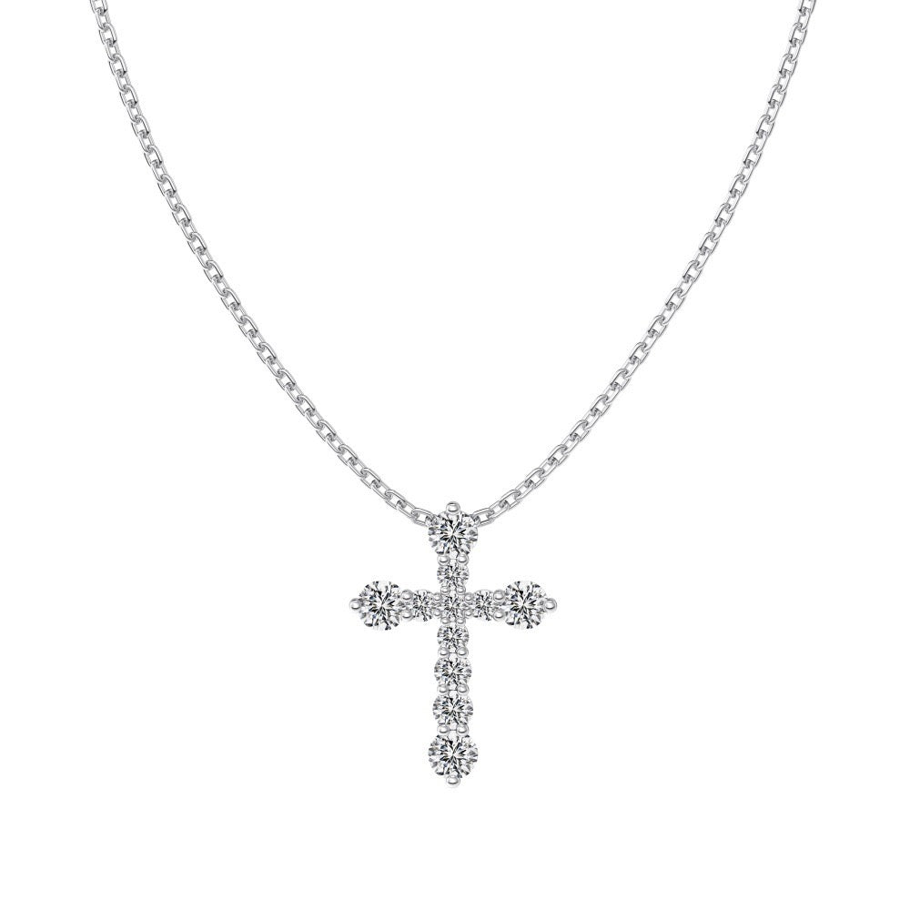 S925 Sterling Silver Heart Cross Geometric Pendant Necklace Collection