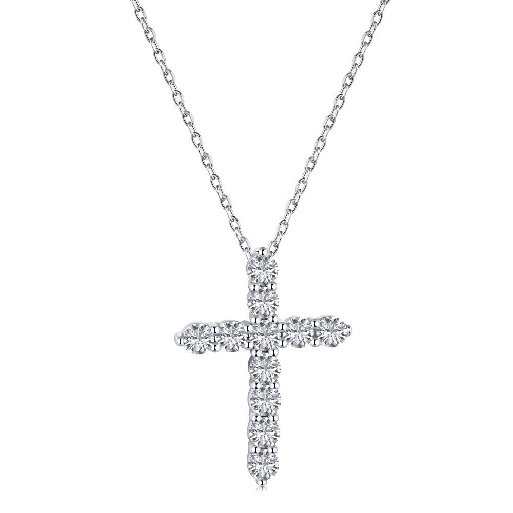 S925 Sterling Silver Heart Cross Geometric Pendant Necklace Collection