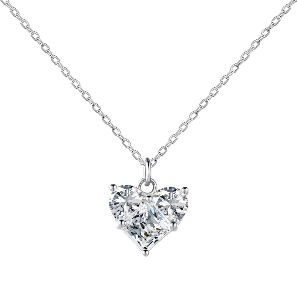 S925 Sterling Silver Heart Cross Geometric Pendant Necklace Collection