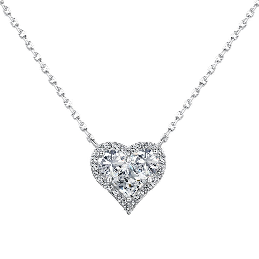 S925 Sterling Silver Heart Cross Geometric Pendant Necklace Collection