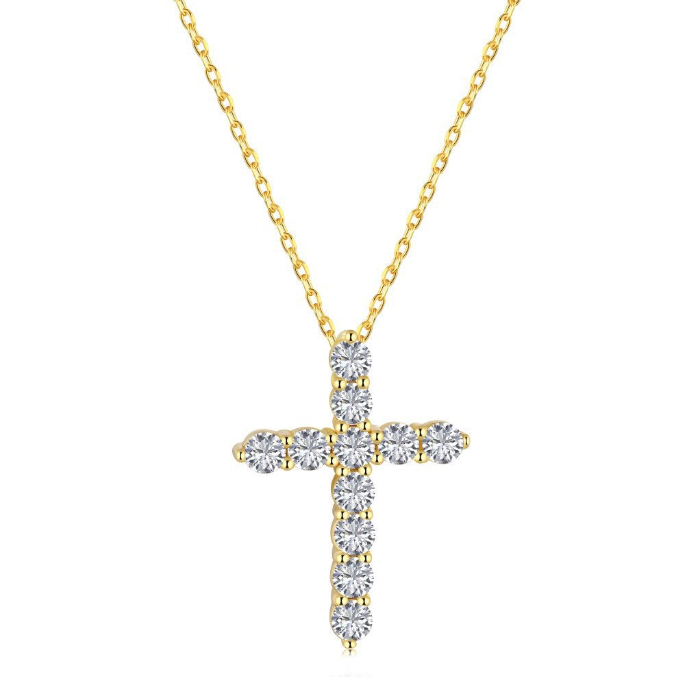 S925 Sterling Silver Heart Cross Geometric Pendant Necklace Collection