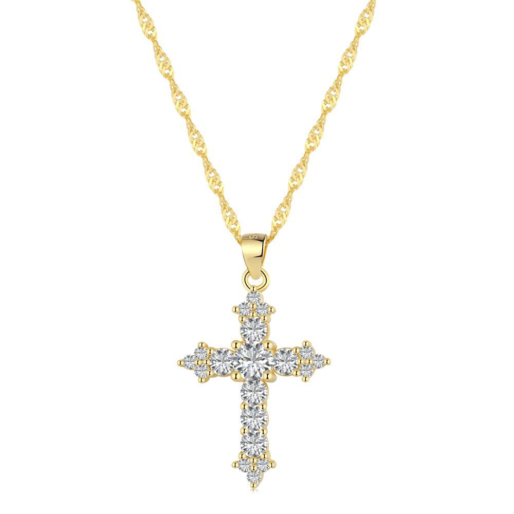 S925 Sterling Silver Heart Cross Geometric Pendant Necklace Collection