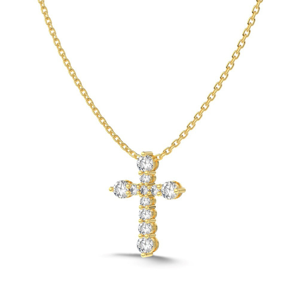 S925 Sterling Silver Heart Cross Geometric Pendant Necklace Collection