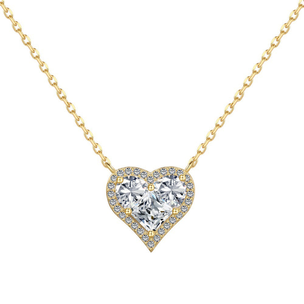 S925 Sterling Silver Heart Cross Geometric Pendant Necklace Collection