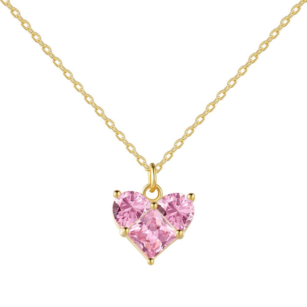 S925 Sterling Silver Heart Cross Geometric Pendant Necklace Collection