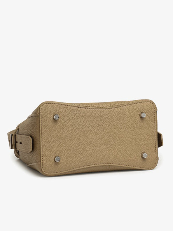 Women's Pebbled Cowhide Bucket Bag with Double-D Hardware