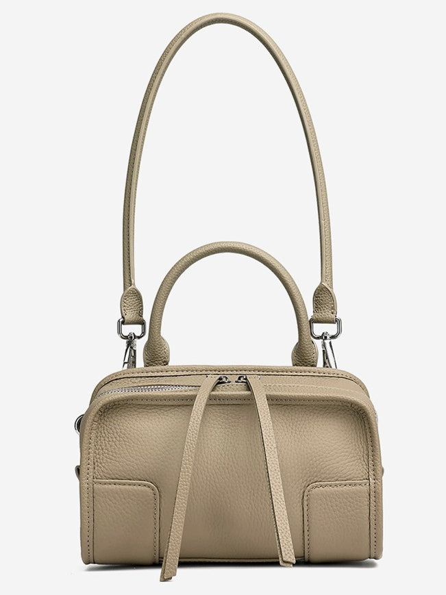 Women's Pebbled Cowhide Boston Bag with Detachable Straps