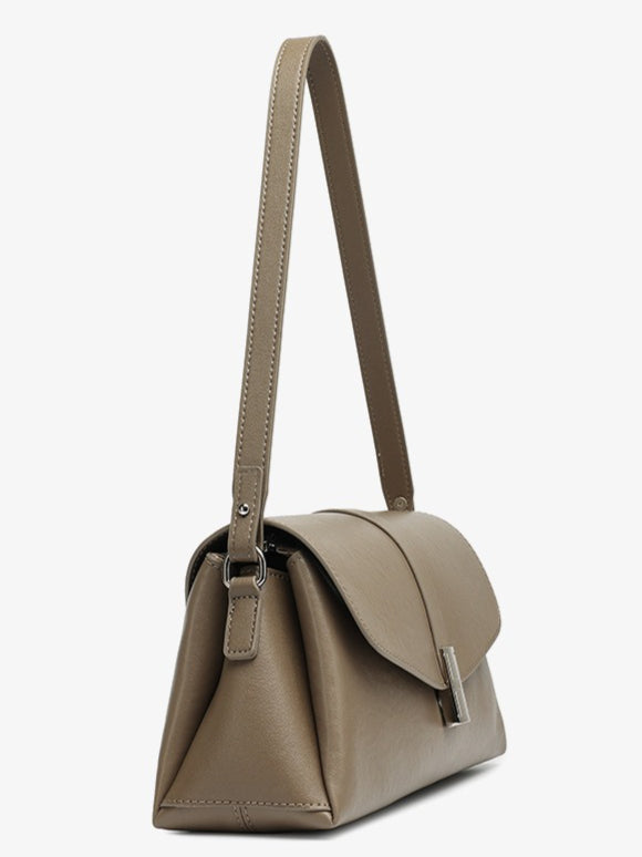 Women's Full-Grain Cowhide H-Buckle Flap Shoulder Bag