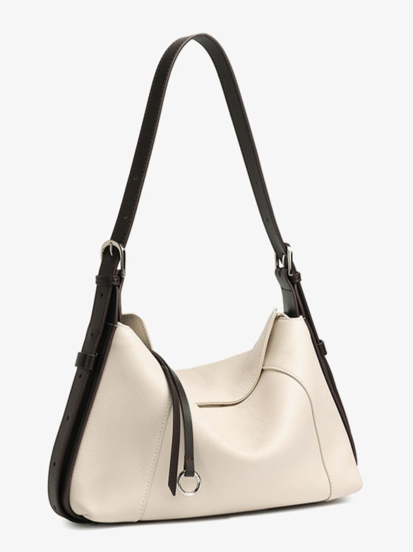 Women's Milled Cowhide Geometric Shoulder Bag with Ring Detail