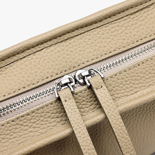 Women's Pebbled Cowhide Boston Bag with Detachable Straps