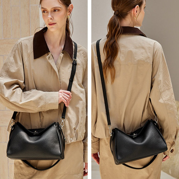 Women's Lychee-Grain Cowhide Convertible Hobo Bag