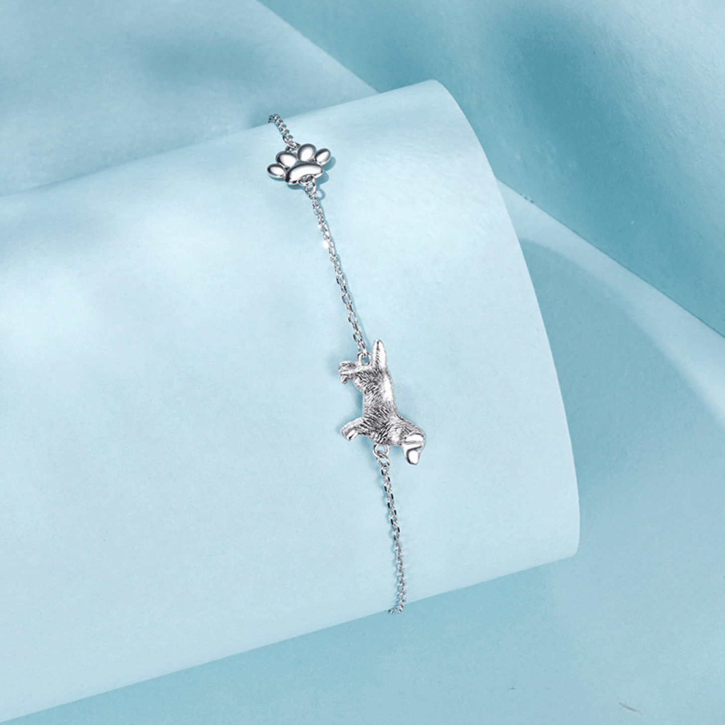 S925 Sterling Silver Golden Retriever Love Bracelet Paw Charm Adjustable Dog Lover Jewelry