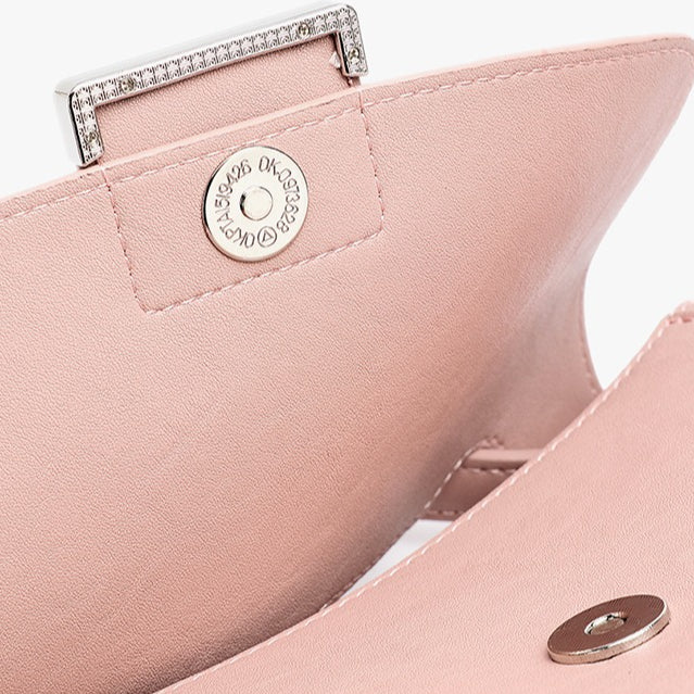 Women's Genuine Leather Square Flap Bag with Magnetic Closure