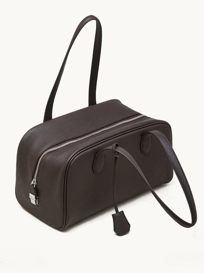 Women's Pebbled Cowhide East-West Bowling Tote Bag