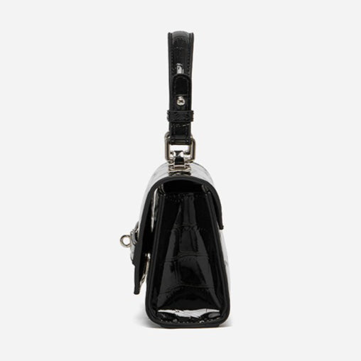 Women's Glossy Croc Cowhide Twist-Lock Envelope Bag