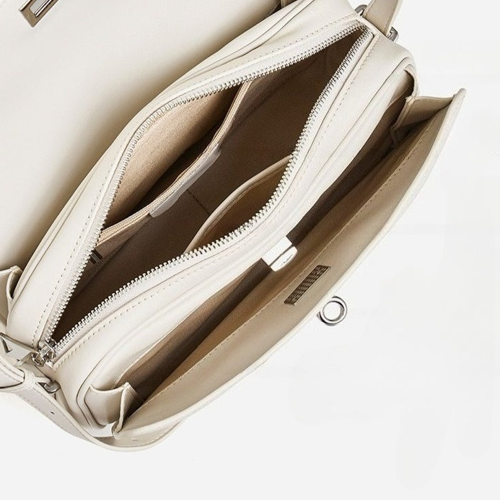 Women's Genuine Leather Envelope Flap Bag with Twist-Lock