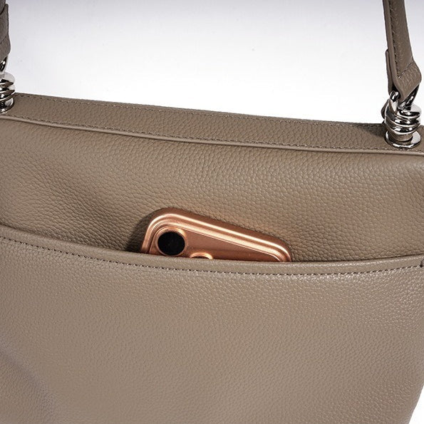 Women's Pebbled Cowhide Flap Messenger Bag with Adjustable Strap