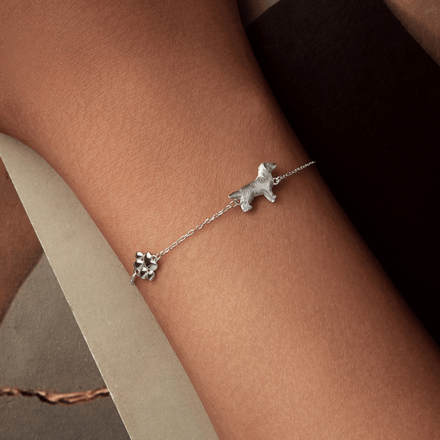S925 Sterling Silver Golden Retriever Love Bracelet Paw Charm Adjustable Dog Lover Jewelry